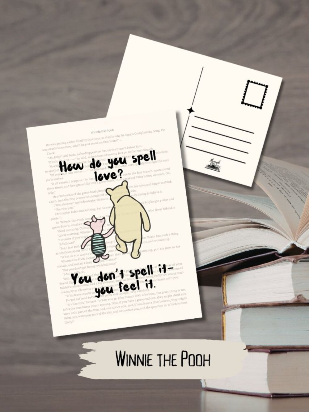 Winnie the Pooh Bookish Book Page Postcard Mini Art Print